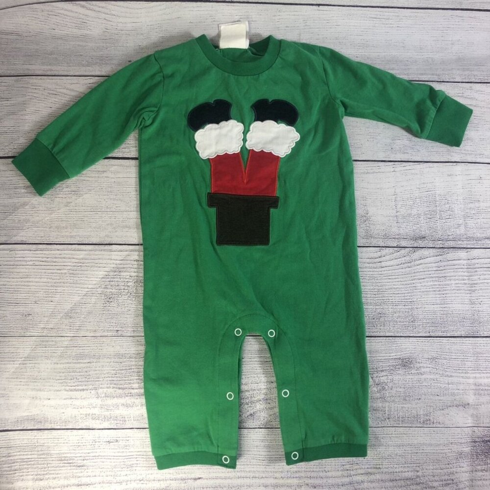 Green Santa 6M Romper Natalie Grant
